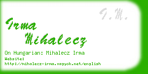 irma mihalecz business card